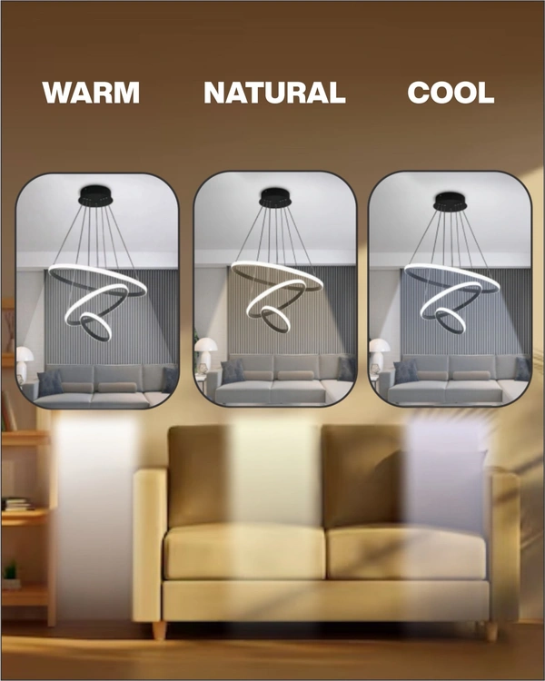 JSL lights 3 Ring Hanging Golden Pendent Light for Dining Room, Living Room, Pendant Lighting, Fixture Ceiling, Hangingm LED Pendant Ceiling Light