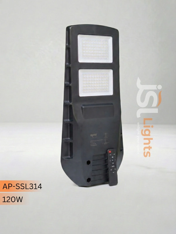 Apra Solar Street Light 120W with Remote | Best Solar Street Light IP65 Waterproof High Lumens - 120W, 6000K, BLACK, 1 Pcs