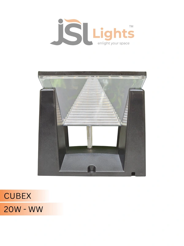 JSL GREY CUBEX GATE LIGHT - OUTDOOR HOME DECOR GATE LAMP PILLAR | WARM WHITE 20W LED LIGHT - CUBEX, 20W, GREY