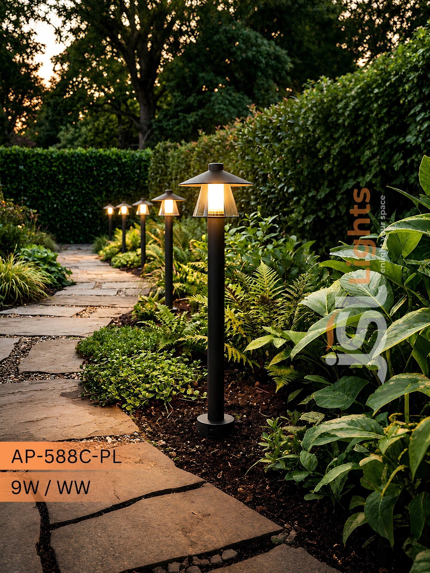 LX 588C - Bollard 9w Outdoor Garden Light | Premium Black Finish
