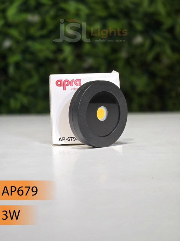 APRA 679 3W BK Striker Round Surface Light - 3W, WW, BK
