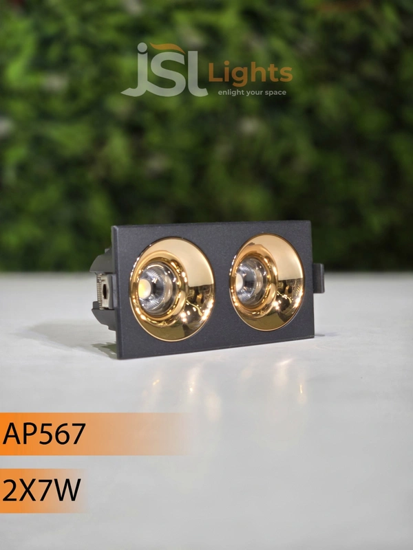 APRA567 2*7W BK RG Square Recessed Linear COB Downlight - 14W, 4000K
