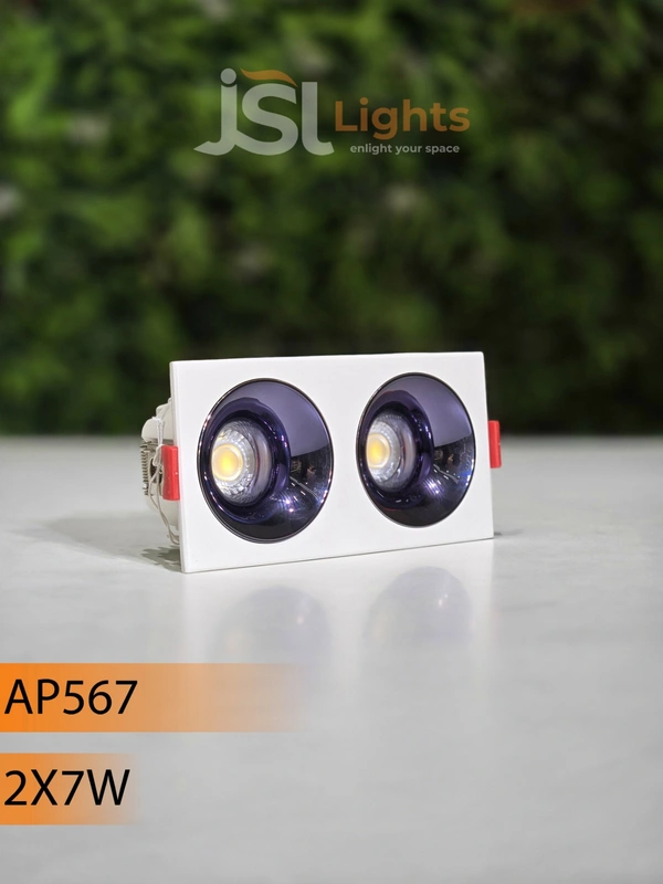 APRA567 2*7W PKW PB Square Recessed Linear COB Downlight - 14W, 3000K
