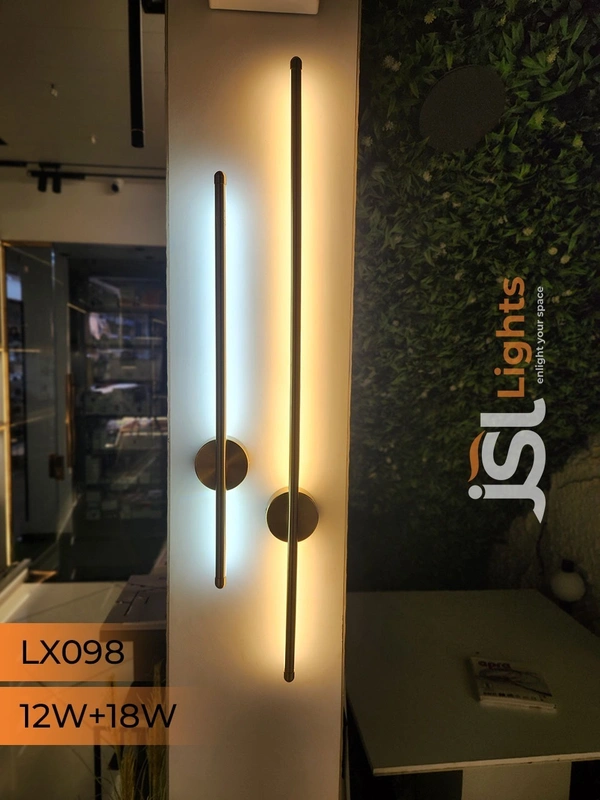 LX098 - 3C 18W Premium Linear LED Wall Sconce - Luxury Brushed Gold Minimalist Stick Wall Light with 3 Color Changing Modes - 18W, 3CCT, GD