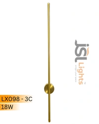 LX098 - 3C 18W Premium Linear LED Wall Sconce - Luxury Brushed Gold Minimalist Stick Wall Light with 3 Color Changing Modes - 18W, 3CCT, GD