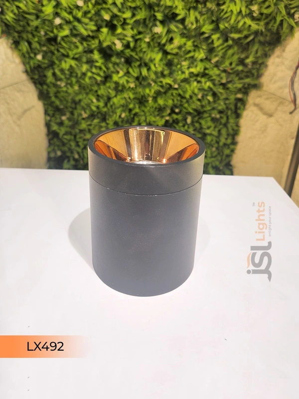 LX492 12W Round Black RG Surface Cylinder Light - 12W, 3000K