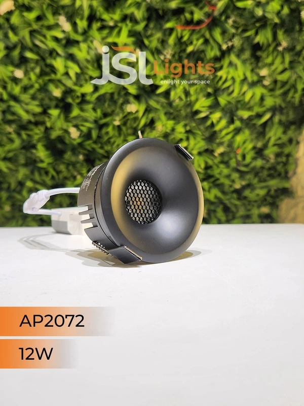 APRA AP 2072 12W Black Deep Recessed COB Downlight - 12W, 3000K, Black