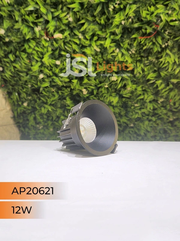 APRA AP20621 12W Black Body Recessed COB Downlight - 12W, 3000K, Black