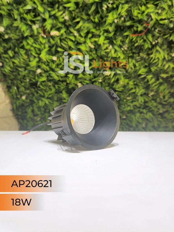 APRA AP20621 18W Black Body Recessed COB Downlight - 18W, 3000K, Black