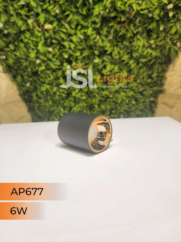 APRA AP677 6W Round Surface Cylindrical Light - 6W, 3000K, Black