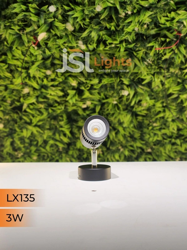 LX 135 3W LED Wall Spotlight Black Body - 3W, 3000K, Black