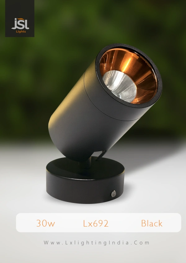 LX 692 30W LED Wall Spotlight Black Body - 30W, 6000K, Black