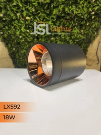 LX592 18W Round Black RG Surface Cylinder Light - 18W, 3000K