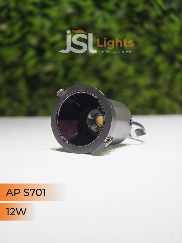 APRA S 701 12W BK PB Round Deep Recessed COB Downlight - 12W, 4000K