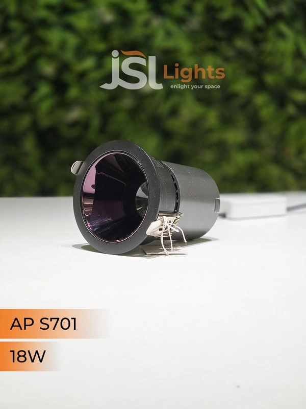 APRA S 701 18W BK PB Round Deep Recessed COB Downlight - 18W, 3000K