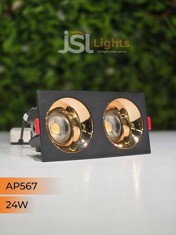 APRA567 24W BK RG Square Recessed Linear COB Downlight - 24W, 3000K