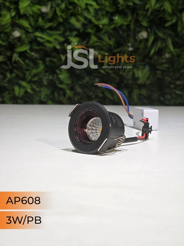 APRA 608 3W BK PB Deep Recessed COB Downlight - BK PB