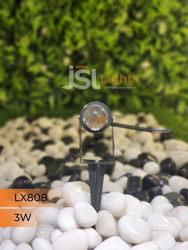 LX 808 3W LED Lens Spike Garden Light - 3W, GR