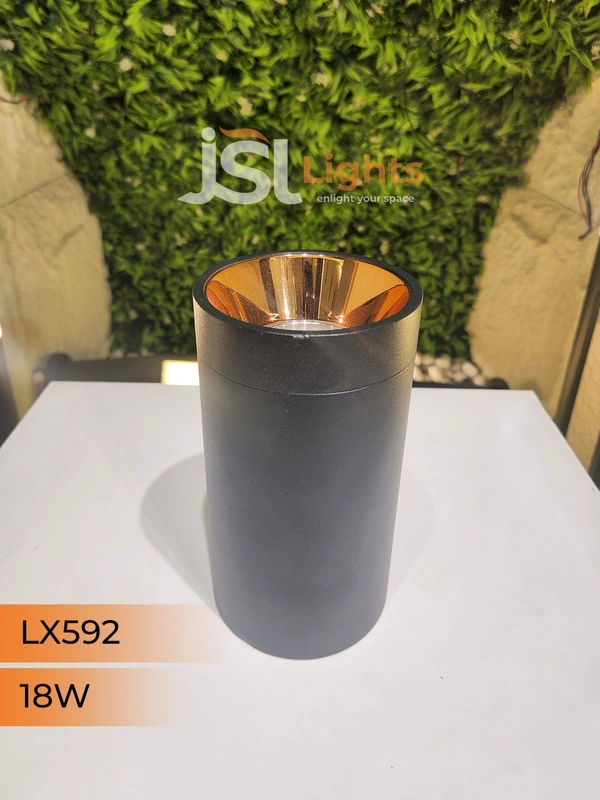 LX592 18W Round Black RG Surface Cylinder Light - 18W, 4000K