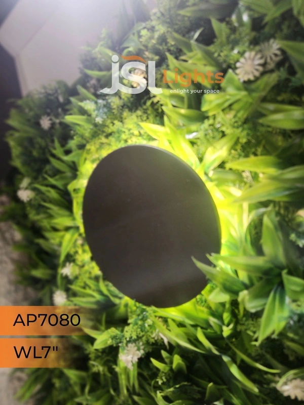 7080 12W Black Round Moon Outdoor Wall Washer - RD