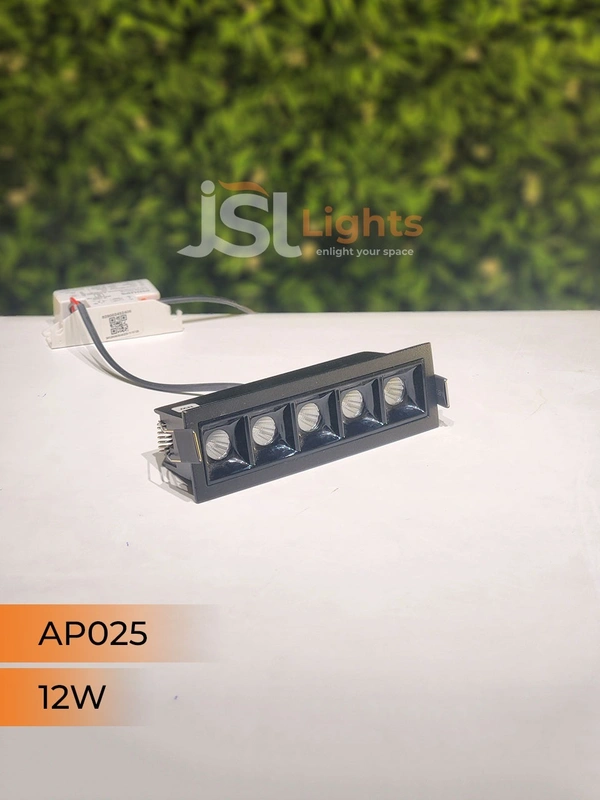 APRA AP 025 12W Black Linear Recessed COB Spotlight - 12W, 3000K