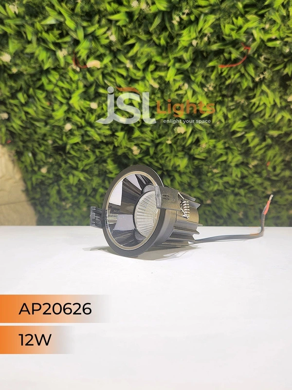 APRA AP 20626 12W Black Deep Recessed COB Downlight PB Reflector - 12W, 3CCT, Black