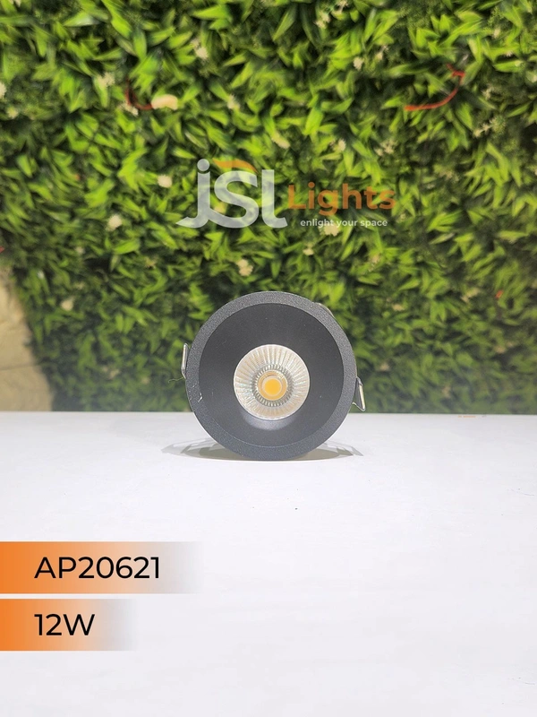 APRA AP20621 12W Black Body Recessed COB Downlight - 12W, 6000K, Black