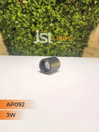 LX 092 3W Round Surface Cylinder Light - 3W, WW, Black