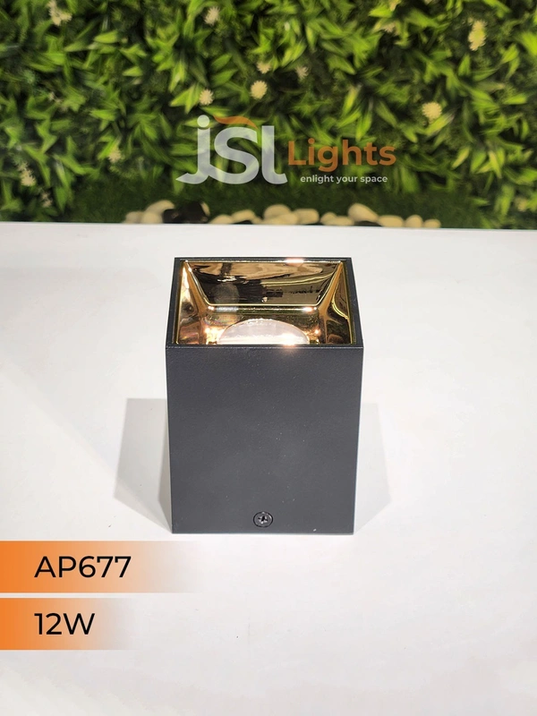 APRA AP677 12W Square Black Surface Cylindrical Light - 12W, 4000K, Black