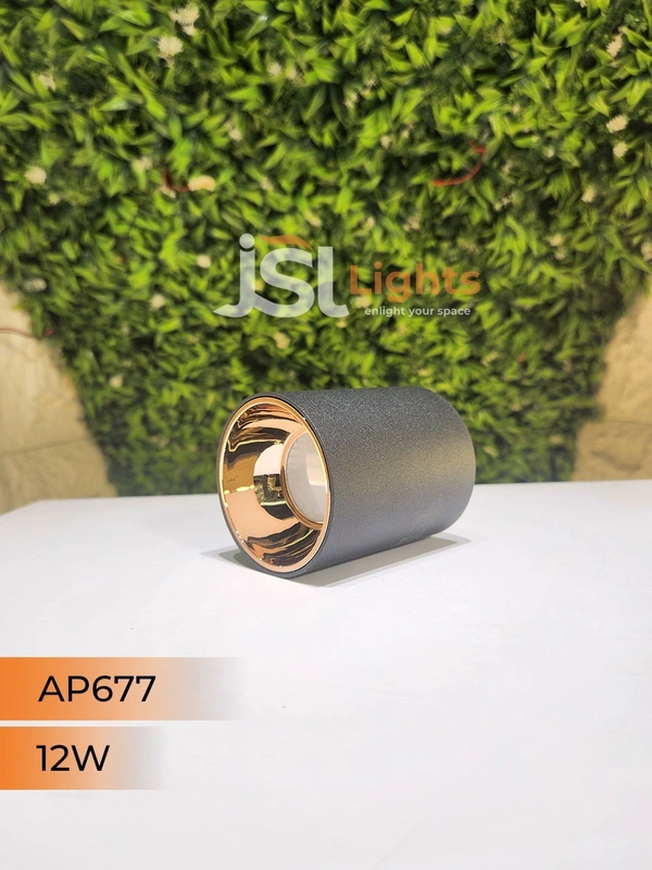 APRA AP677 12W Round Surface Cylindrical Light - 12W, 3000K, Black