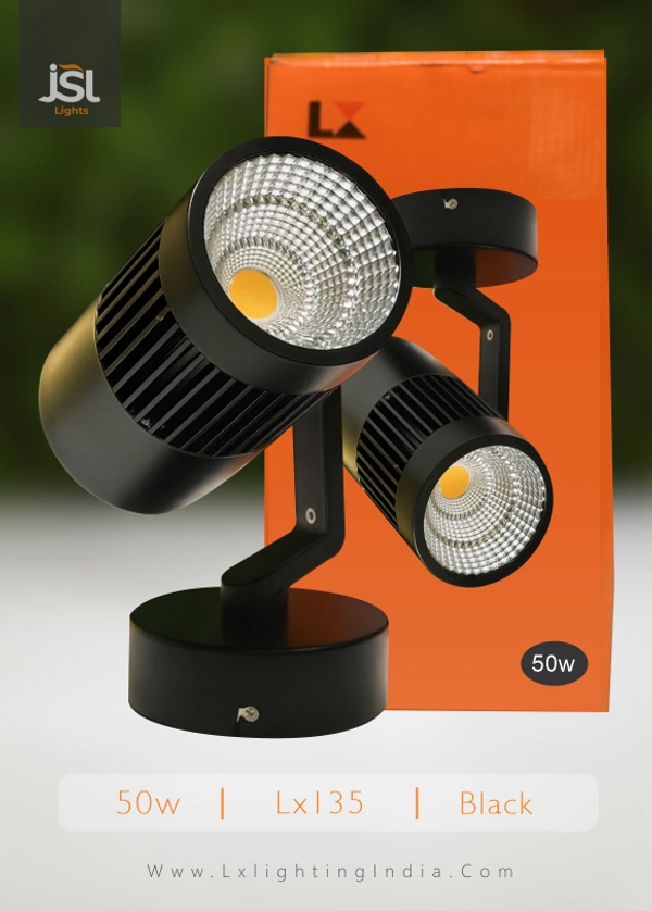 LX 135 50W LED Surface Wall Spotlight - Black Body - 50W, 6000K, Black