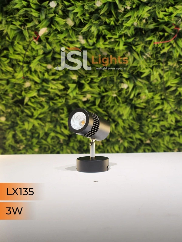 LX 135 3W LED Wall Spotlight Black Body - 3W, 3000K, Black