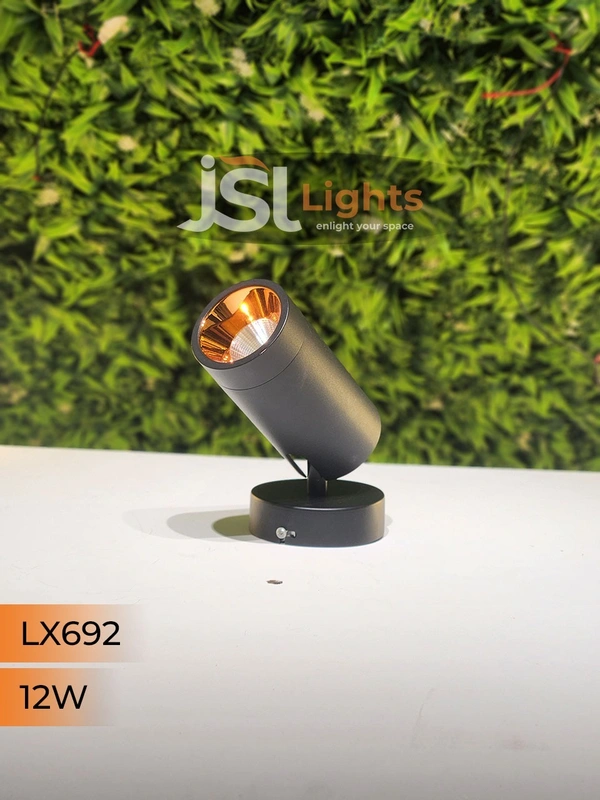 LX 692 12W LED Wall Spotlight Black Body - 12W, 6000K, Black