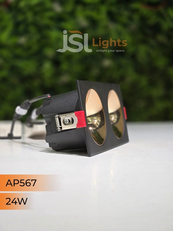 APRA567 24W BK RG Square Recessed Linear COB Downlight - 24W, 3000K