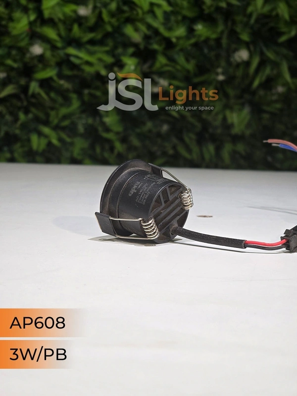 APRA 608 3W BK PB Deep Recessed COB Downlight - BK PB