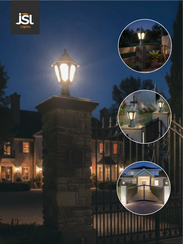 JSL Lights JSL DARK GREY KAMAL GATE LIGHT - OUTDOOR HOME DECOR GATE LAMP PILLAR | B22 HOLDER -