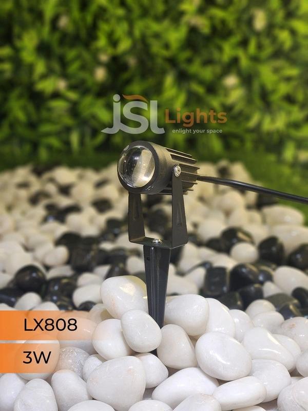 LX 808 3W LED Lens Spike Garden Light - 3W, WW