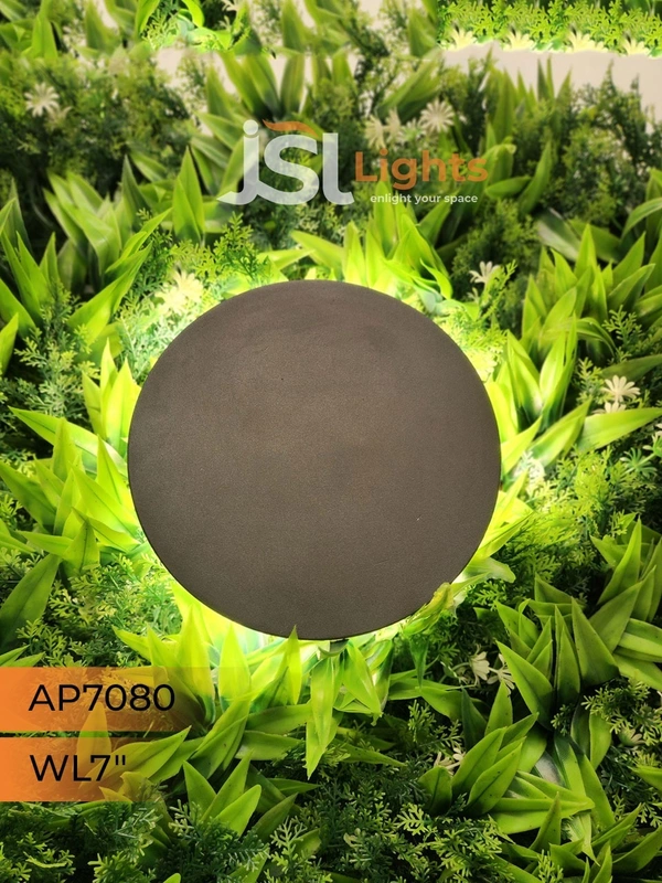 7080 12W Black Round Moon Outdoor Wall Washer - RD