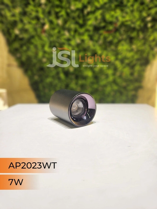 APRA AP 2023WT 7W Black PB Round Surface Cylindrical Light - 7W, 3000K, Black PB