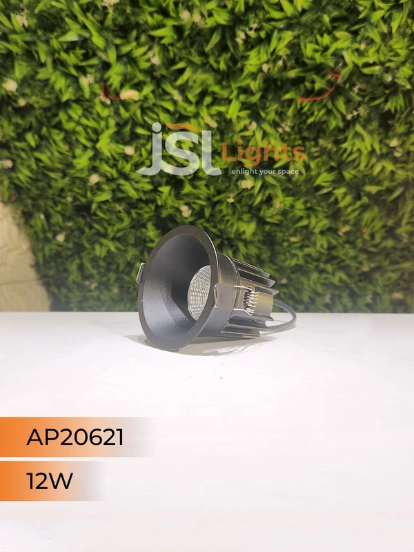 APRA AP20621 12W Black Body Recessed COB Downlight - 12W, 6000K, Black