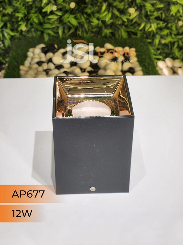 APRA AP677 12W Square Black Surface Cylindrical Light - 12W, 3000K, Black