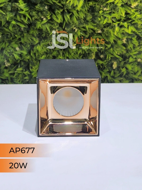 APRA AP677 20W Square Black Surface Cylindrical Light - 20W, 3000K, Black