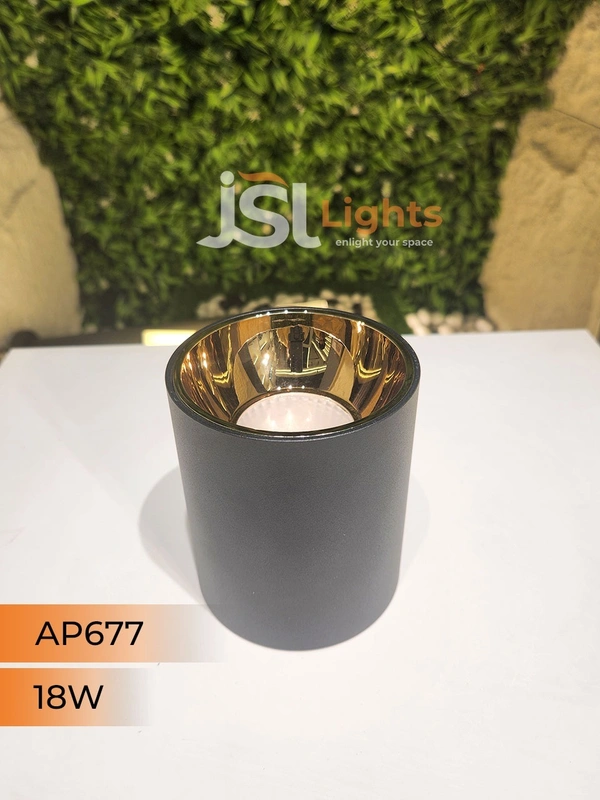 APRA AP677 20W Round Surface Cylindrical Light - 20W, 3000K, Black
