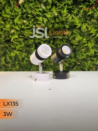 LX 135 3W LED Wall Spotlight Black Body - 3W, 3000K, Black