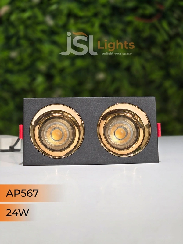 APRA567 24W BK RG Square Recessed Linear COB Downlight - 24W, 4000K