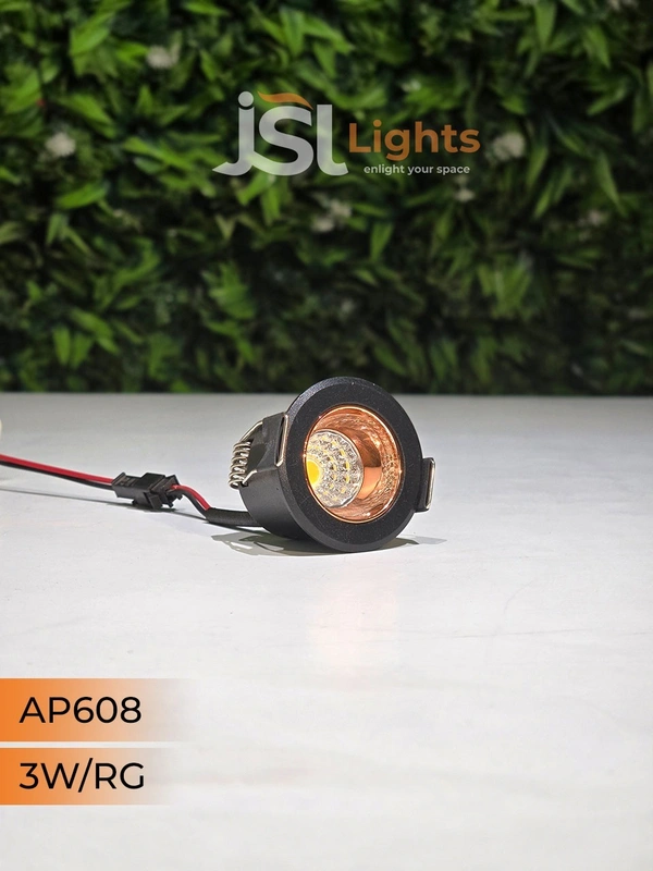 APRA 608 3W BK RG Deep Recessed COB Downlight - BK RG