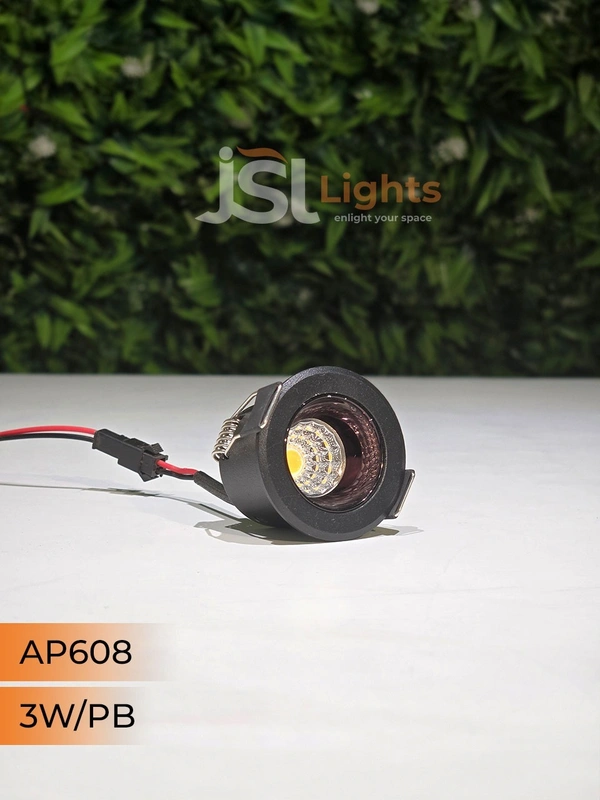 APRA 608 3W BK PB Deep Recessed COB Downlight - BK PB