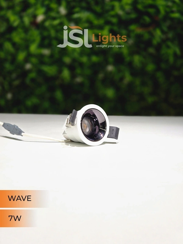 JSL Wave 7W White PB Deep Recessed COB Downlight - 7W, 3000K