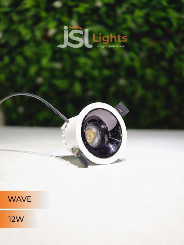 JSL Wave 12W White PB Deep Recessed COB Downlight - 12W, 3000K
