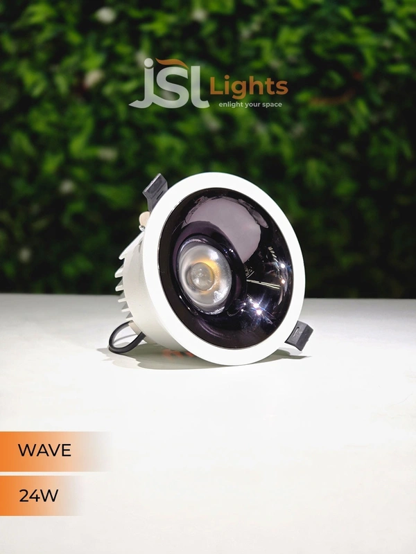 JSL Wave 24W White PB Deep Recessed COB Downlight - 24W, 3000K